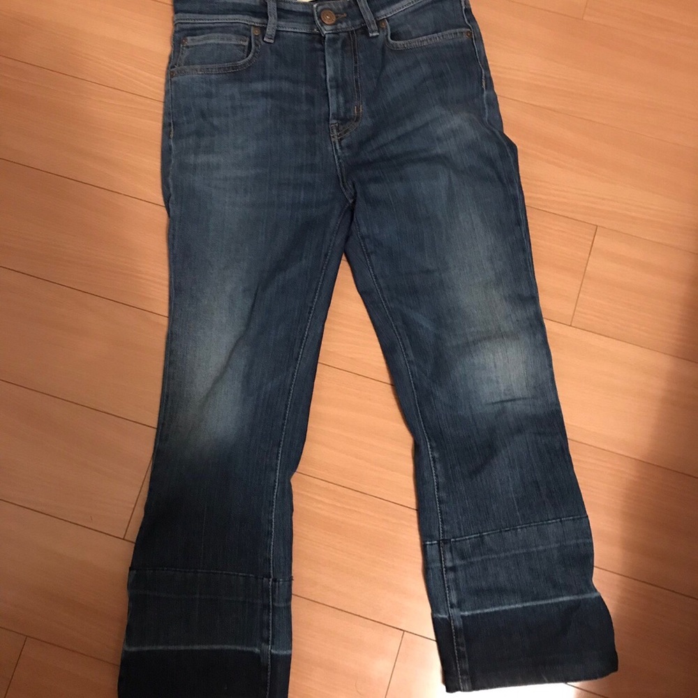 Weekend MaxMara blue denim cropped flare jeans